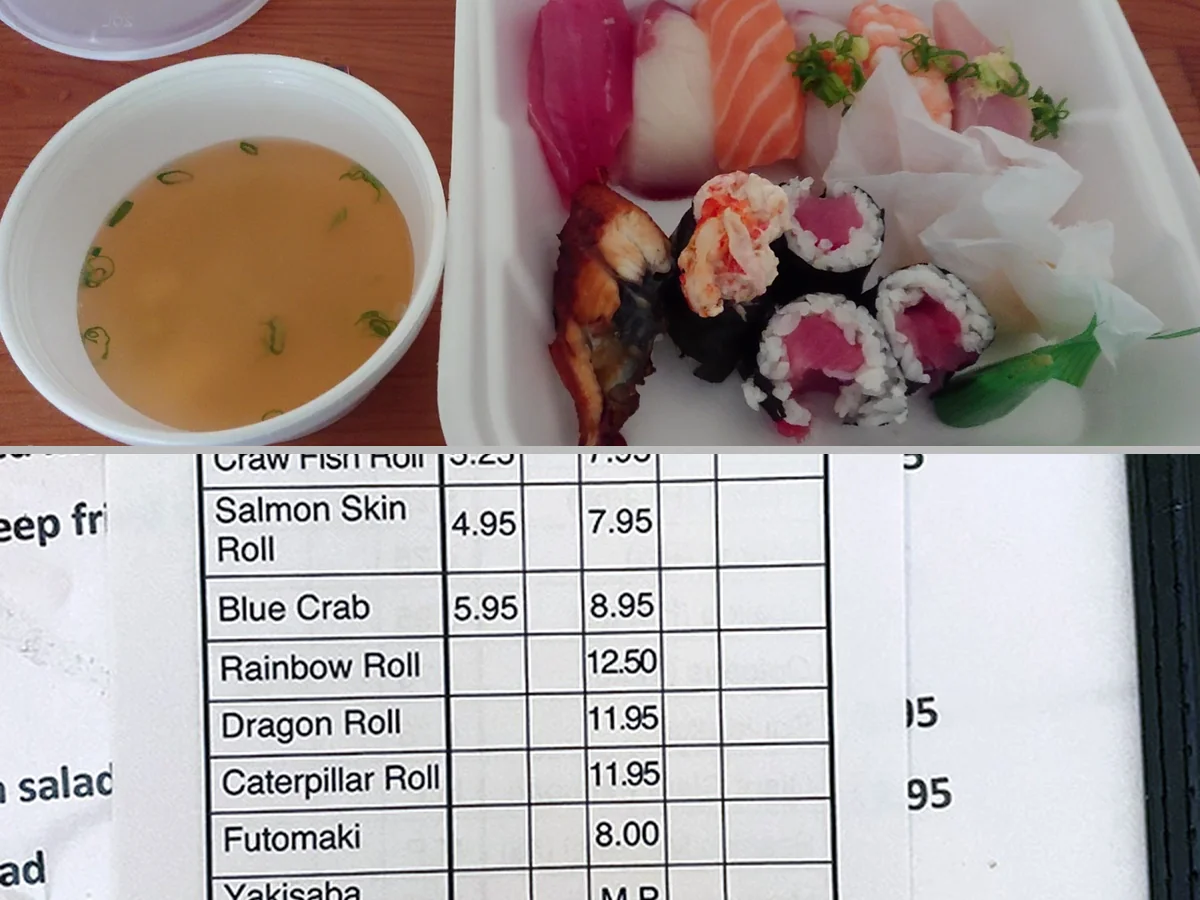 A quiet restaurant table with prepared Japanese food.