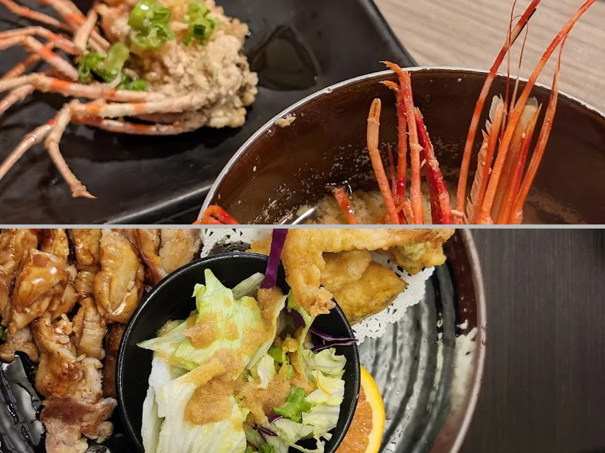 A quiet restaurant table with prepared Japanese food.